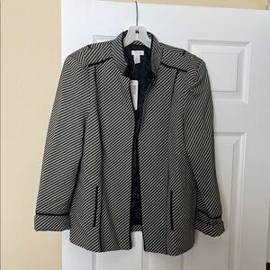 Chico's Black and White Blazer with Notched Lapel Size Chicos 3
